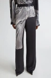 Jason Wu Collection Dancing Pleat Print Satin Straight Leg Pants In Multi