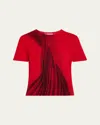 Jason Wu Collection Dancing Pleat Printed Short-sleeve Knit Top In Multi