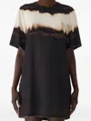 Jason Wu Collection Diffused Ombre Stripe Short-sleeve Mini Dress In Brown
