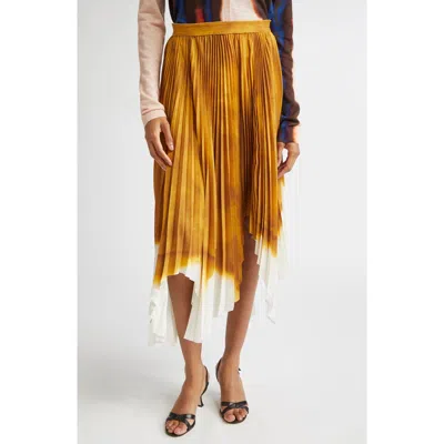Jason Wu Collection Dip Dye Asymmetric Pleated Midi Skirt