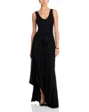 Jason Wu Collection Wool Chiffon Asymmetric Gown With Train In Black