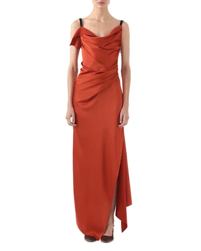 Jason Wu Collection Draped Cowl Neck Dress In Rust