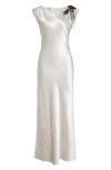 Jason Wu Collection Embellished Cap Sleeve Washed Twill Gown In Gray