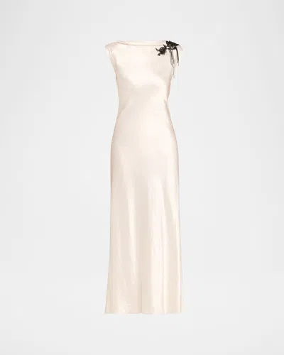 Jason Wu Collection Embellished Washed Twill Column Gown In Gray