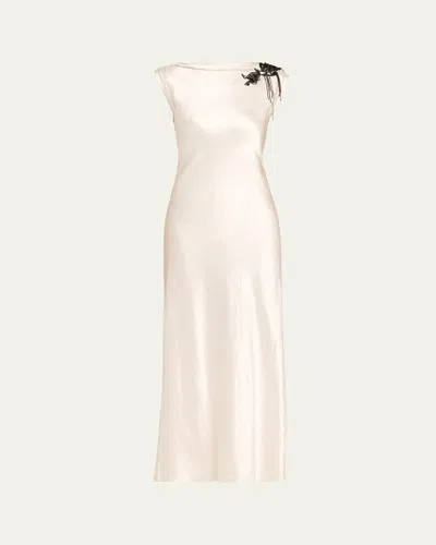 Jason Wu Collection Embellished Washed Twill Column Gown In Neutral