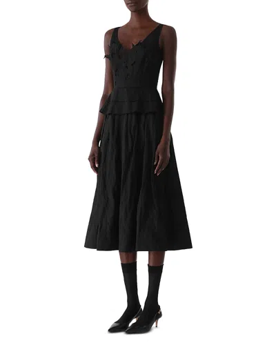 Jason Wu Collection Embroidered Bodice Midi Dress In Black