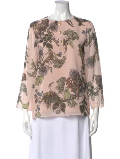 Pre-owned Jason Wu Collection Floral Print Crew Neck Blouse In Multi