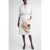 Jason Wu Collection Floral Print Dolman Sleeve Dress In White