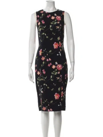 Pre-owned Jason Wu Collection Floral Print Knee-length Dress In Black