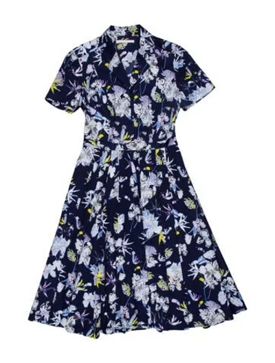 Pre-owned Jason Wu Collection Floral Print Knee-length Dress In Blue