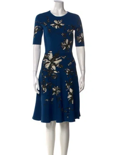 Pre-owned Jason Wu Collection Floral Print Knee-length Dress In Blue