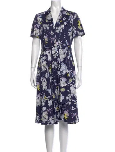 Pre-owned Jason Wu Collection Floral Print Knee-length Dress In Blue