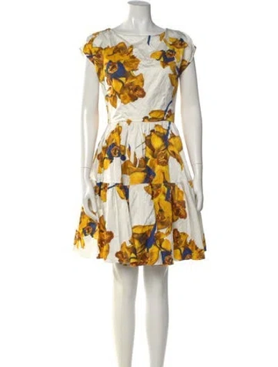 Pre-owned Jason Wu Collection Floral Print Knee-length Dress In White