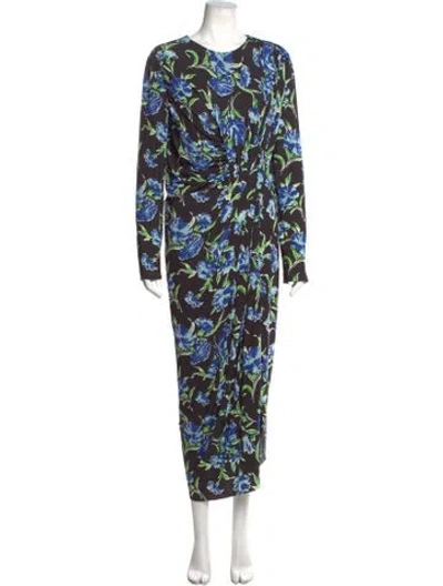 Pre-owned Jason Wu Collection Floral Print Long Dress In Black