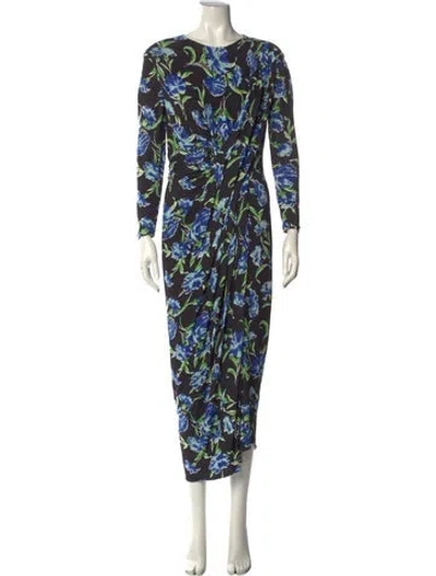 Pre-owned Jason Wu Collection Floral Print Long Dress In Black