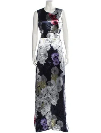 Pre-owned Jason Wu Collection Floral Print Long Dress In Blue