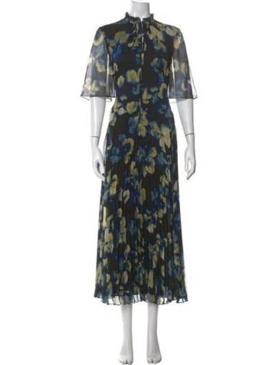 Pre-owned Jason Wu Collection Floral Print Long Dress In Blue
