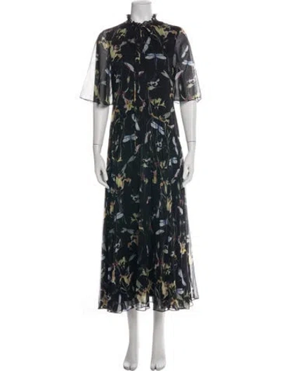 Pre-owned Jason Wu Collection Floral Print Long Dress In Green