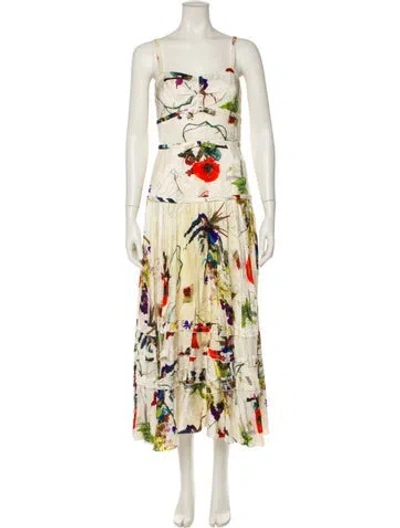 Pre-owned Jason Wu Collection Floral Print Long Dress In Neutral