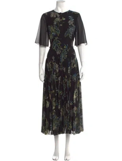 Pre-owned Jason Wu Collection Floral Print Long Dress W/ Tags In Black