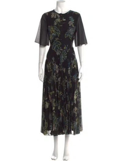 Pre-owned Jason Wu Collection Floral Print Long Dress W/ Tags In Black