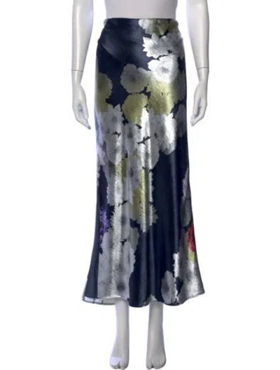 Pre-owned Jason Wu Collection Floral Print Long Skirt In Blue