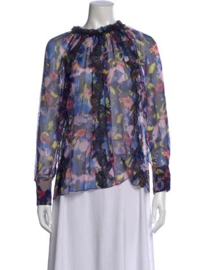 Pre-owned Jason Wu Collection Floral Print Long Sleeve Blouse In Multi