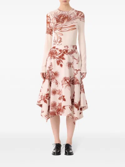 Jason Wu Collection Floral-print Long-sleeve T-shirt In Neutrals