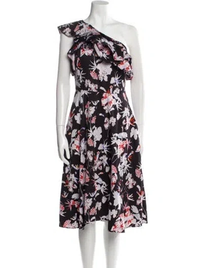 Pre-owned Jason Wu Collection Floral Print Midi Length Dress In Black