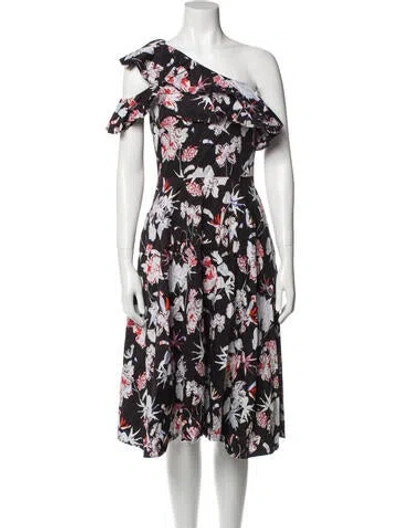 Pre-owned Jason Wu Collection Floral Print Midi Length Dress In Black