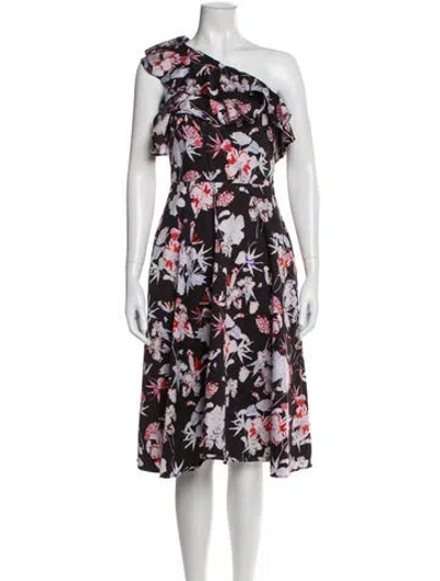 Pre-owned Jason Wu Collection Floral Print Midi Length Dress In Black