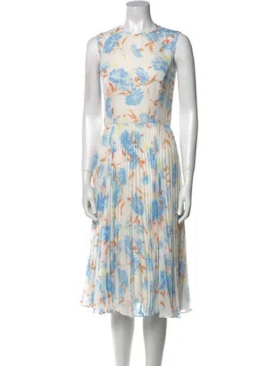 Pre-owned Jason Wu Collection Floral Print Midi Length Dress In Blue