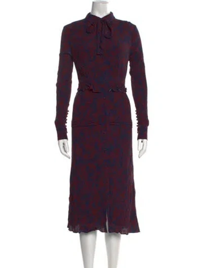 Pre-owned Jason Wu Collection Floral Print Midi Length Dress In Blue