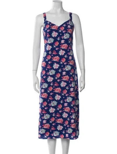 Pre-owned Jason Wu Collection Floral Print Midi Length Dress In Blue