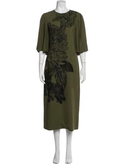 Pre-owned Jason Wu Collection Floral Print Midi Length Dress In Green