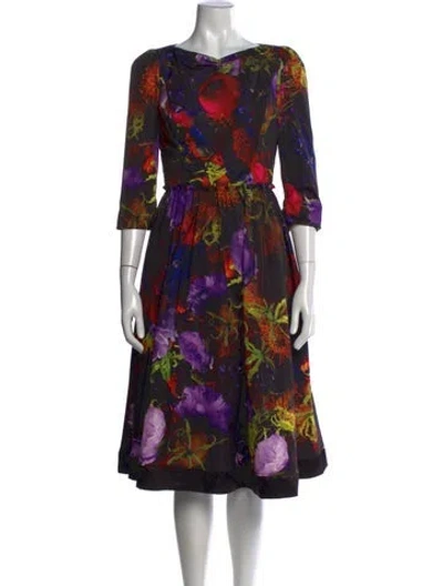 Pre-owned Jason Wu Collection Floral Print Midi Length Dress In Purple