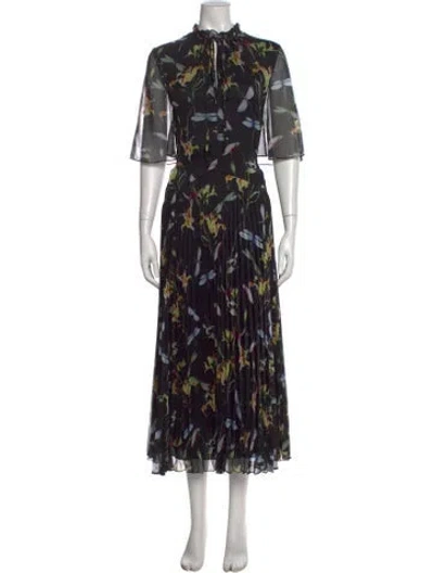 Pre-owned Jason Wu Collection Floral Print Midi Length Dress W/ Tags In Black