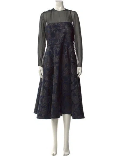 Pre-owned Jason Wu Collection Floral Print Midi Length Dress W/ Tags In Blue