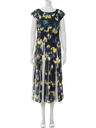 Pre-owned Jason Wu Collection Floral Print Midi Length Dress W/ Tags In Blue