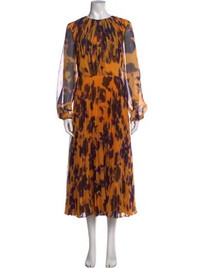 Pre-owned Jason Wu Collection Floral Print Midi Length Dress W/ Tags In Yellow