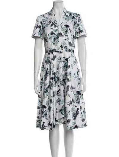 Pre-owned Jason Wu Collection Floral Print Midi Length Dress In White