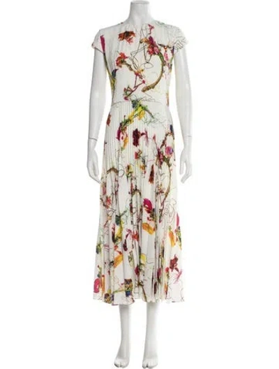 Pre-owned Jason Wu Collection Floral Print Midi Length Dress In White