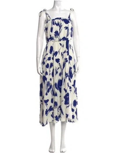 Pre-owned Jason Wu Collection Floral Print Midi Length Dress In White