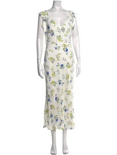 Pre-owned Jason Wu Collection Floral Print Midi Length Dress In White