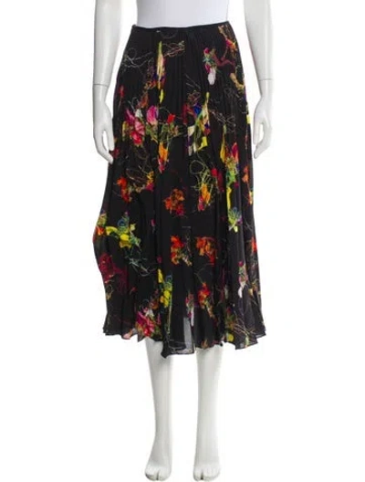 Pre-owned Jason Wu Collection Floral Print Midi Length Skirt In Black