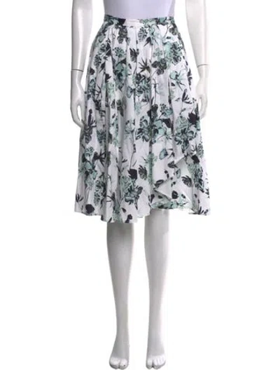 Pre-owned Jason Wu Collection Floral Print Midi Length Skirt In Blue/white