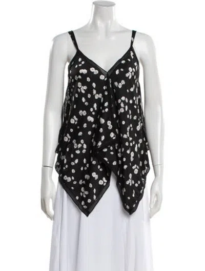 Pre-owned Jason Wu Collection Floral Print V-neck Blouse In Black