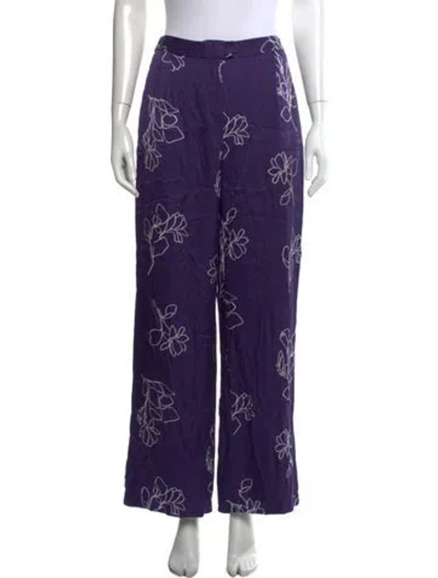 Pre-owned Jason Wu Collection Floral Print Wide Leg Pants In Purple