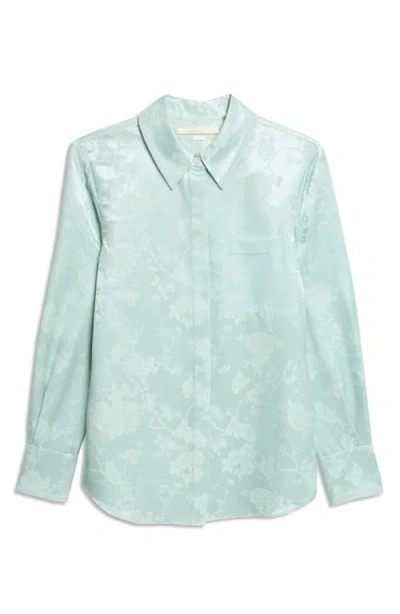 Jason Wu Collection Floral Wool & Silk Satin Jacquard Button-up Shirt In Green