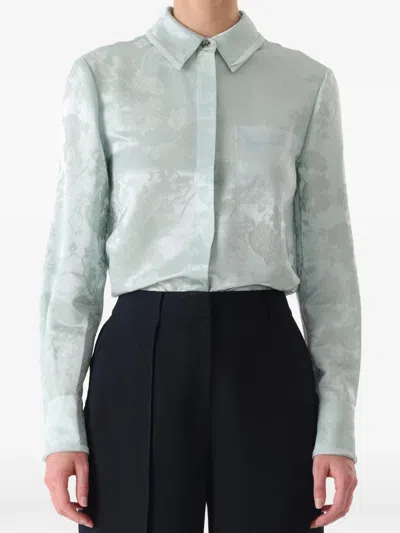 Jason Wu Collection Floral-jacquard Button-up Shirt In Grün